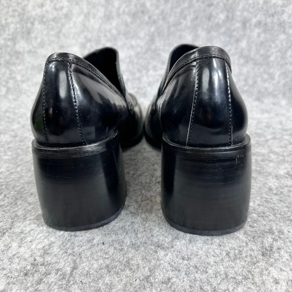 Jeffrey Campbell Ecole Loafers Womens 9 Black Patent Block Heel Penny Platform